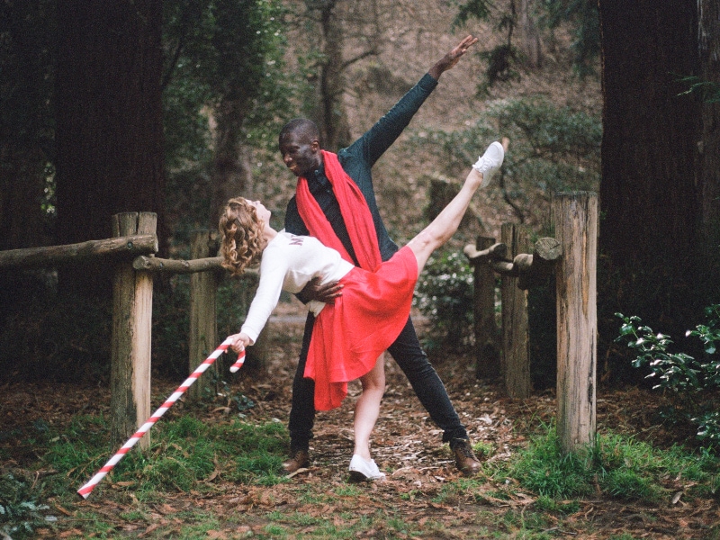 Brandon Alexander partnering with Cassidy Isaacson in The Christmas Ballet costumes, photo by Terez Dean Orr