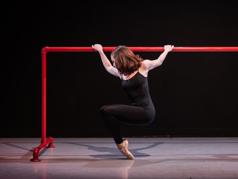 Brennan Wall dancing on pointe in Unforgettable, photo by Chris Hardy